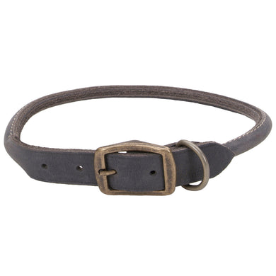 Rustic Leather Round Collar - Gray