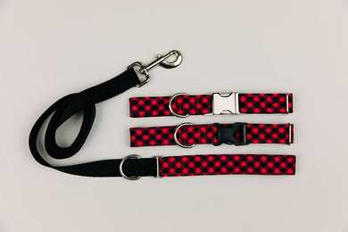 Red & Black Buffalo Plaid Dog Collar