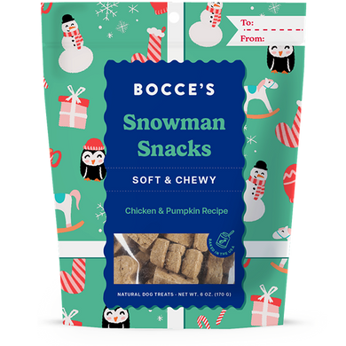 Bocce's Dog Holiday Soft & Chewy Snowman Snacks 6 oz